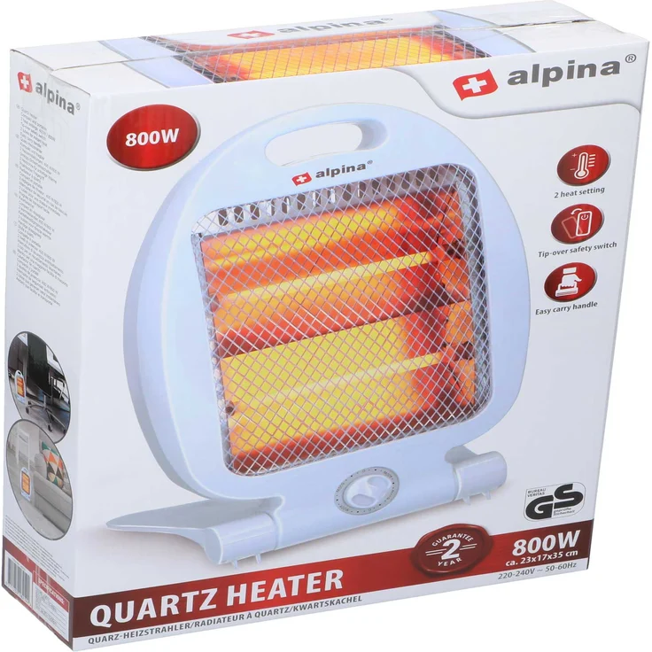alpina Quarz-Heizstrahler, 800 Watt, 2 Heizeinstellungen, Heizstrahler