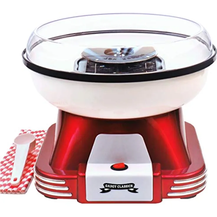 Gadgy Zuckerwattemaschine für Zuhause | Retro Cotton Candy Machine | mit Zucker oder Zuckerfreie Harte Süßigkeiten Bonbons zu Benutzen | 500W Rot Weiß