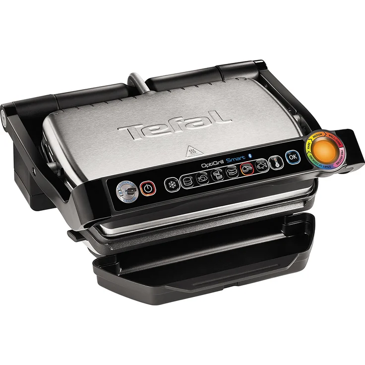 Tefal GC730D OptiGrill+ Smart, Kontaktgrill mit App- Steuerung, 2000W, automatische Temperaturanpassung, Antihaft- Beschichtung, Grillfläche 30 cm x 20 cm, silber – Bild 1