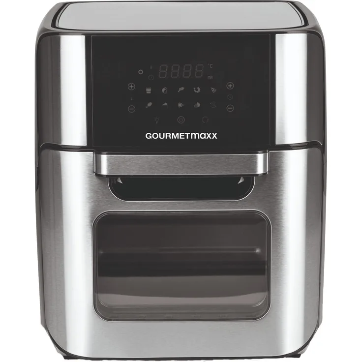 GOURMETmaxx Heißluft-Fritteuse XXL Digital 12 l, ohne Fett, 1800 W, 10 Programme, Timerfunktion, Sichtfenster, Rührfunktion, Schwarz, Edelstahl