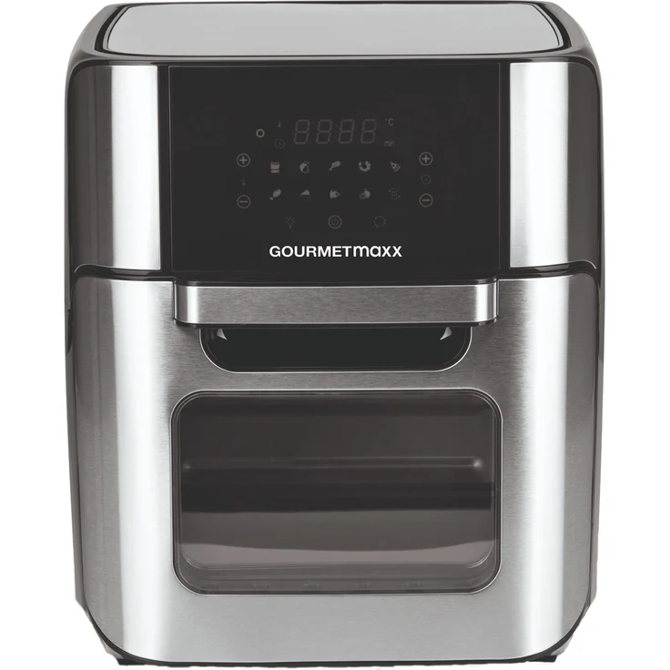 GOURMETmaxx Heißluft-Fritteuse XXL Digital 12 l, ohne Fett, 1800 W, 10 Programme, Timerfunktion, Sichtfenster, Rührfunktion, Schwarz, Edelstahl – Bild 1