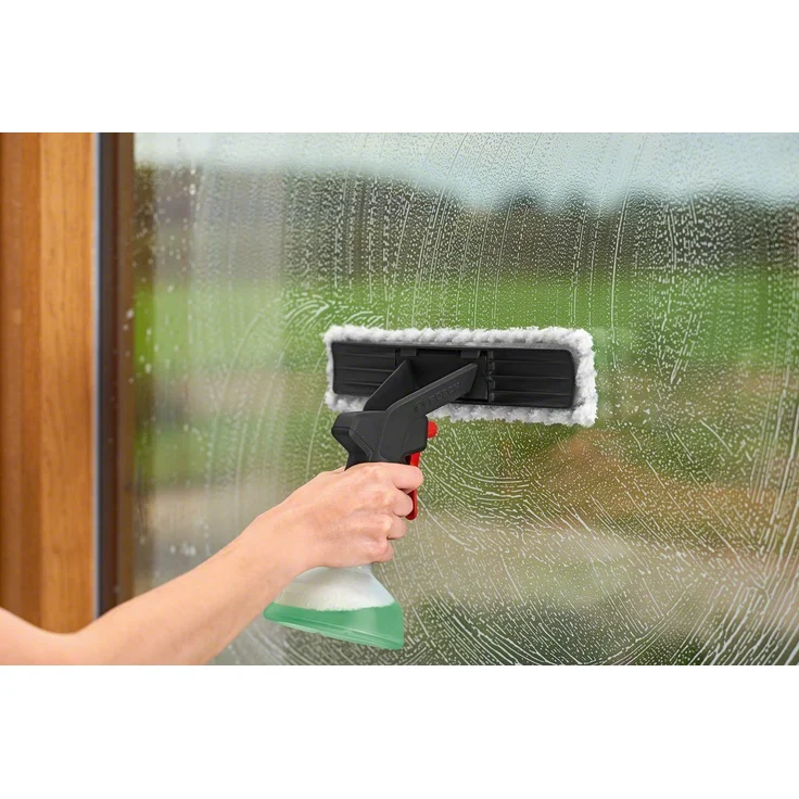 Bosch GlassVAC Fenstersauger, 30 min Akkubetrieb, breite und schmale Absaugdüse, Sprühflasche mit Mikrofaserbezug, schwarz-weiß  – Bild 3