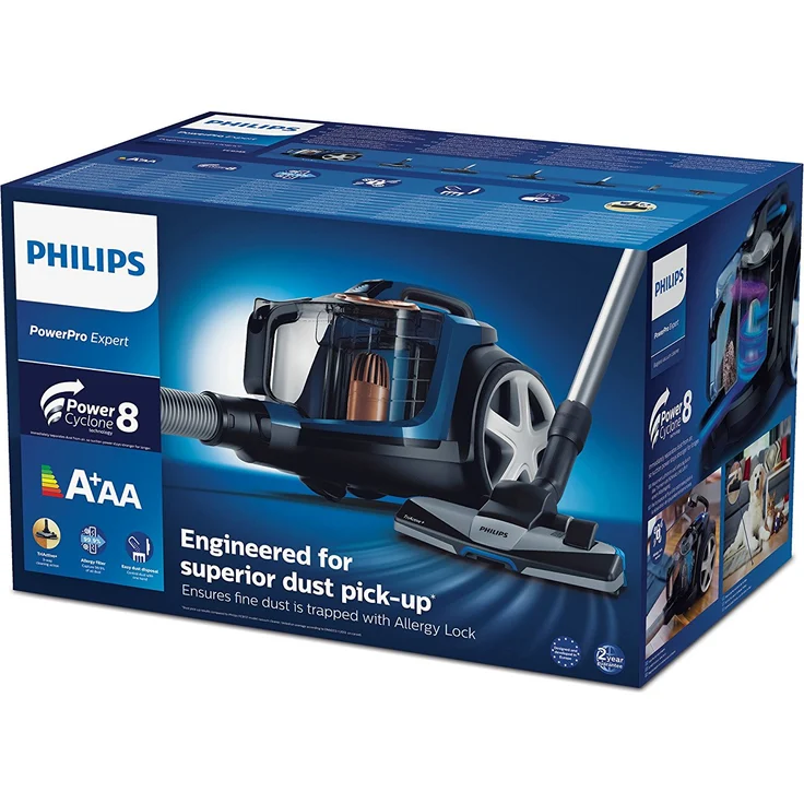 Philips FC9745-09 beutelloser Staubsauger PowerPro Expert (750 W, 2 L Staubvolumen, extra Turbodüse für Tierhaare ) blau- schwarz – Bild 8