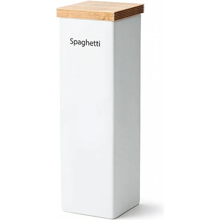Continenta Vorratsdose Spaghetti? aus Keramik, mit Holzdeckel und Silikonring, 10 x 10 x 34 cm