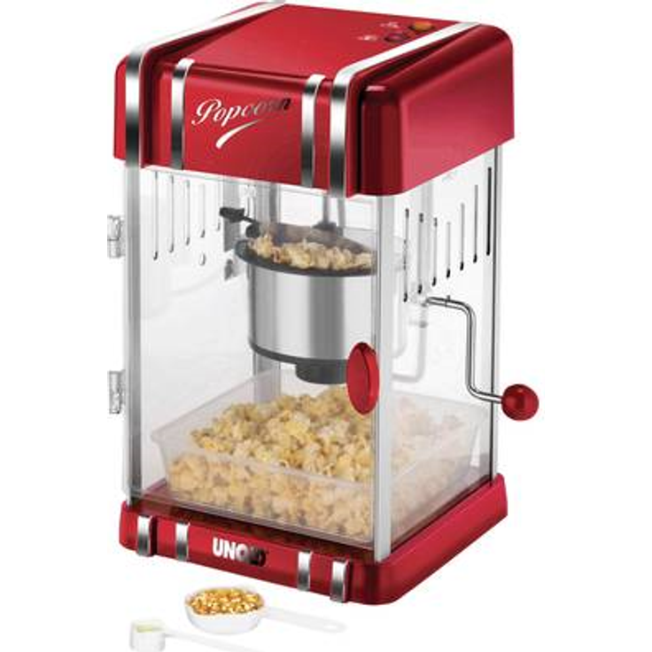 Unold 48535 Popcornmaker Retro, 300 W, antihaftbeschichteter Edelstahl-Topf, Popcorn Wie im Kino, Innenraumbeleuchtung, BPA-frei 