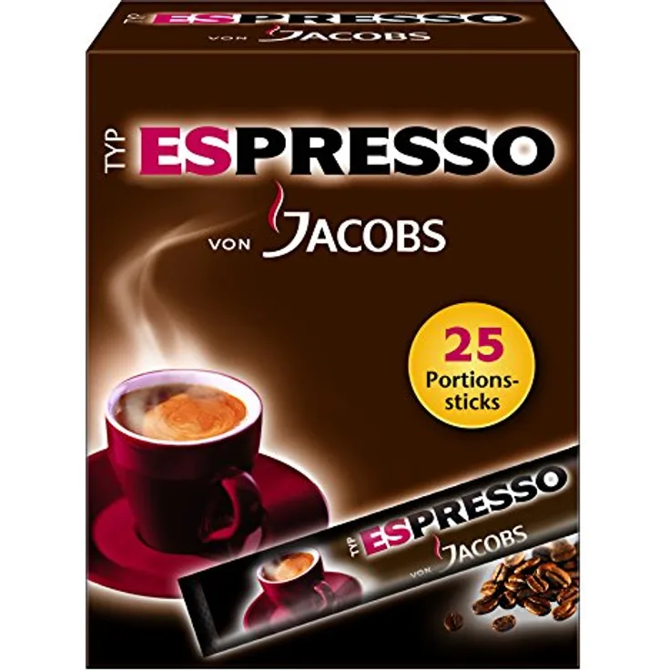 Jacobs Espresso Sticks 25 Portionen , Packung, 4er Pack (4 x 45 g)