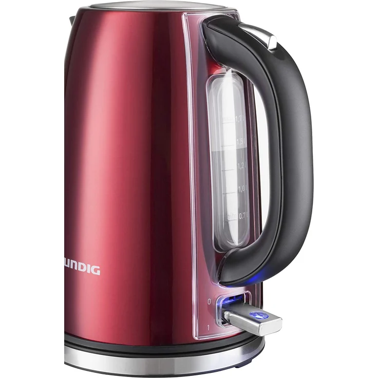 Grundig WK 6330 Wasserkocher Red Sense, 3000W, 1,7L, Edelstahlkorpus, rot metallic – Bild 2