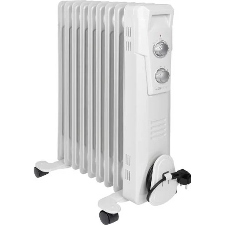 Clatronic RA 3736 9 Rippen-Ölradiator, mobiler Heizkörper bis 2000 Watt, Wärmeregulierung über stufenlosen Thermostatregler, Flexibler Einsatz durch 4 Leichtlaufrollen, Slimline-Bauweise, weiß, Radiator – Bild 1