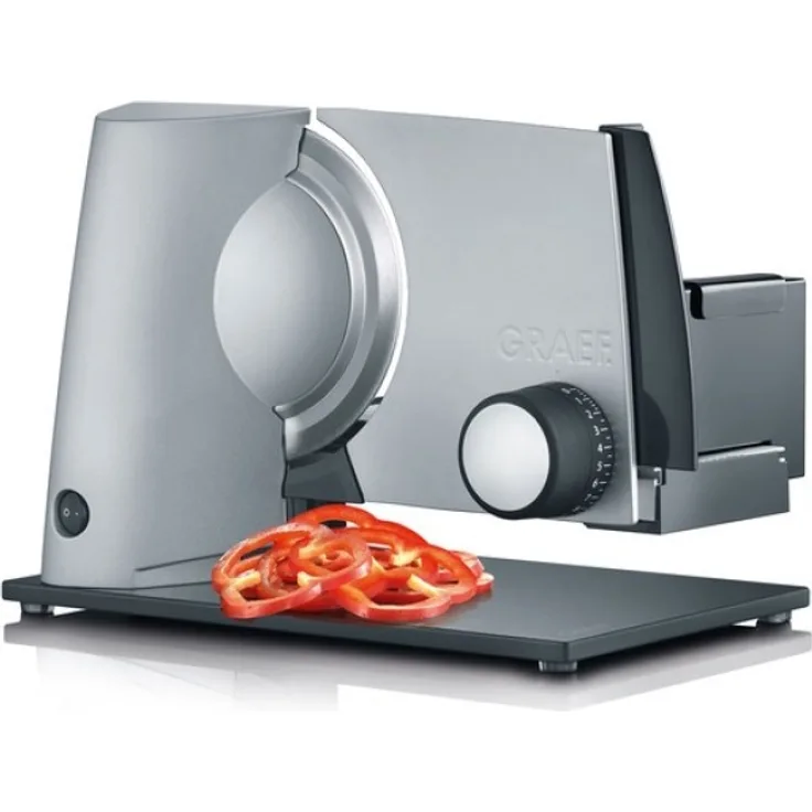 Graef S 32010 Sliced Kitchen, 170W, mit Safety-Verschluss, glattes Edelstahlmesser, grau