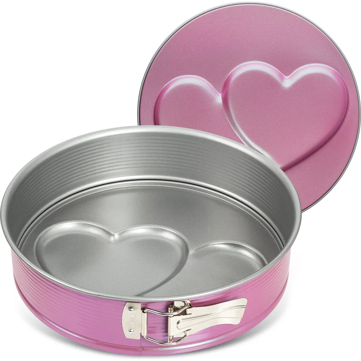 Zenker creative studio Springform Ø 26 cm, Backform mit 2 Motivböden, runde Kuchenform mit Antihaftbeschichtung, kreatives Backen (Farbe: rosa, silber), Menge: 1 Stück – Bild 3