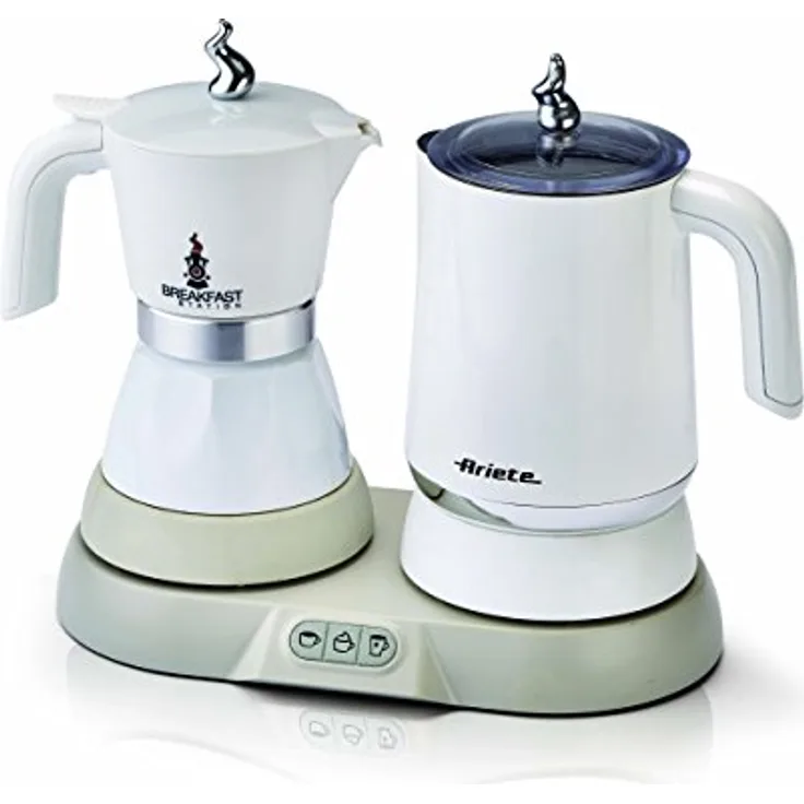 Ariete 1344 Breakfast Station 3-in 1 Espressokocher, Wasserkocher, Milchaufschäumer, plastic, 250 milliliters, Weiß