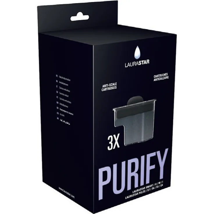 Laurastar 606.7830.750 Kalkschutzkartuschen zur Wasserfilterung 3er Set, Schwarz, Transparent