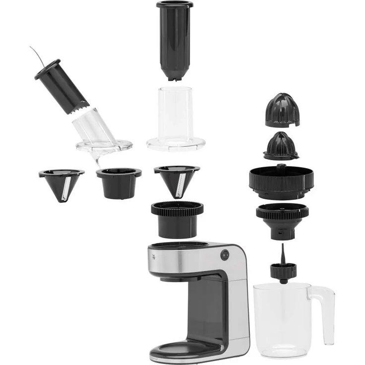 WMF Kult Pro Spiralschneider, elektrisch mit Orangenpresse, Zoodles Maker ideal für Gemüsenudeln, Gemüsespaghetti, drei Schneideinsätze und Auffangbehälter 1,25l, edelstahl matt – Bild 2
