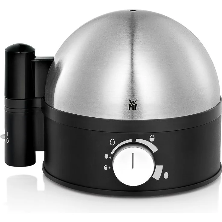 WMF Stelio Eierkocher, für 1-7 Eier, 350 W, mit Härtegradeinstellung, Eierhalter, Messbecher mit Eipick, edelstahl matt – Bild 1