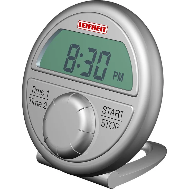 Leifheit Kurzzeitmesser Digital ProLine-Serie, praktischer Küchentimer misst zwei Zeiten parallel, Eieruhr mit einfacher Handhabung und Uhrfunktion, gut lesbares Display, kitchen timer, grau