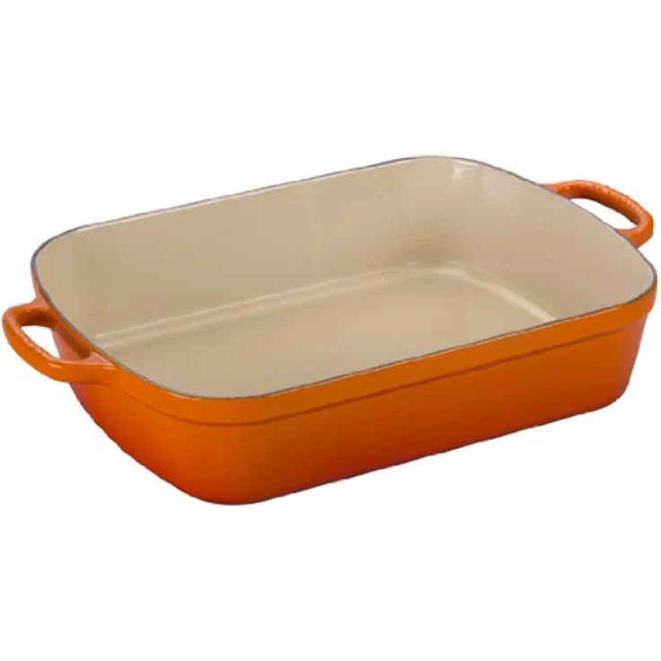 Le Creuset Signature Gusseisen-Bratreine, 33 cm, Rechteckig, Für alle Herdarten und Induktion geeignet, Volumen: 4,9 l, Ofenrot – Bild 1