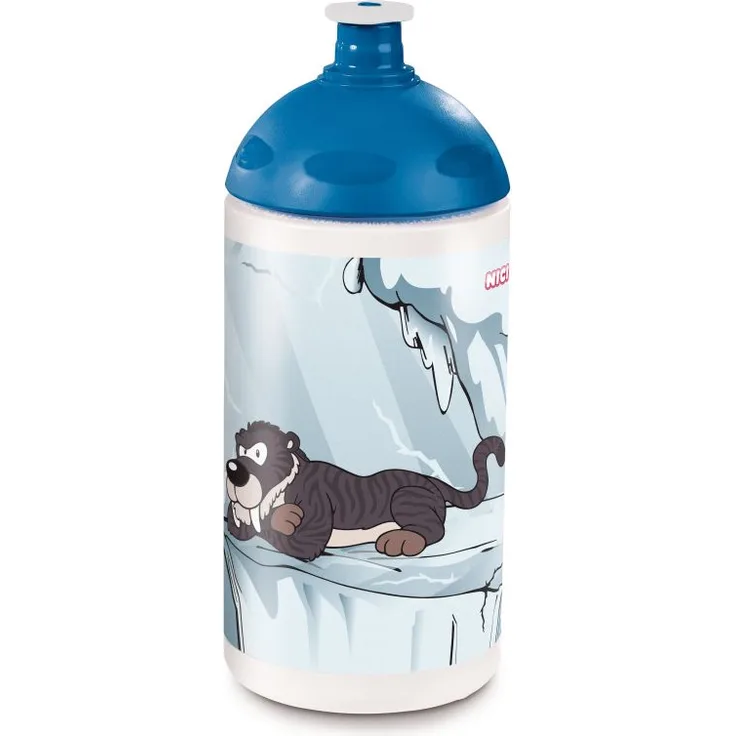 Nici 45463 Trinkflasche, Stone Age Friends, 0,5l, blau-weiß