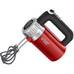 Russell Hobbs Handmixer Retro Ribbon rot, 500W, 4 Geschwindigkeitsstufen plus Turbofunktion, 2 Helix-Rührbesen aus glasfaserverstärktem Nylon, 2 Knethaken, Handrührer 25200-56