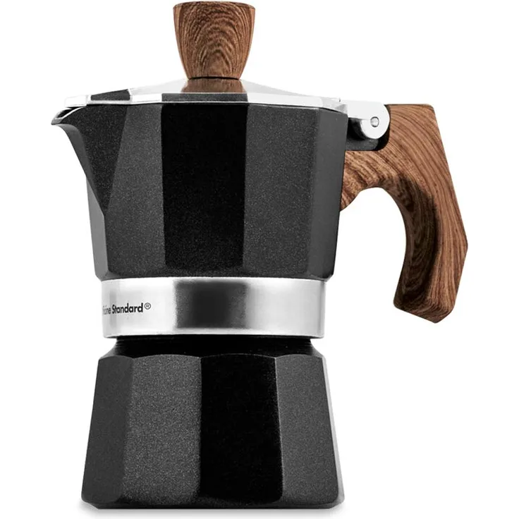 Officine Standard 602567 Kaffeemaschine, Aluminium, Holzoptik-Griff, Tasse 1, 1 Tassen