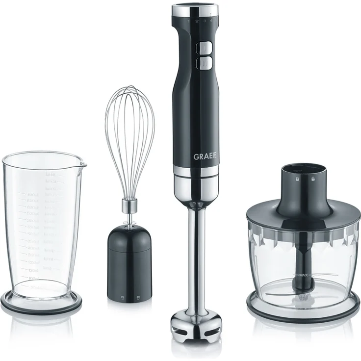 Graef HB502EU Stabmixerr, 800W, 5 Geschwindigkeiten und Turbo-Funktion, Kunststoff, schwarz, silber – Bild 1