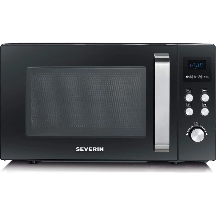 Severin MW 7752 3-in-1 Mikrowelle mit Grill- und Heißluftfunktion, Standgerät, 900 Watt, Inkl. Drehteller, Durchmesser 27 cm und Grillrost schwarz – Bild 1
