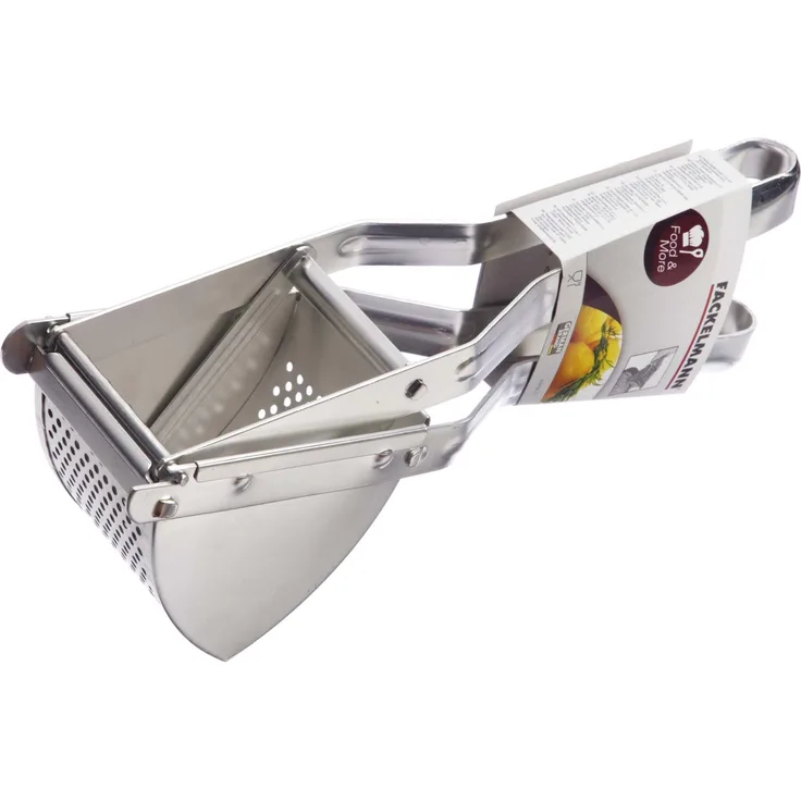 Fackelmann Kartoffelpresse, für feines Kartoffelpüree, verzinnte Fruchtpresse, auch für Spaghettieis und Knödel (Farbe: Silber), Menge: 1 Stück