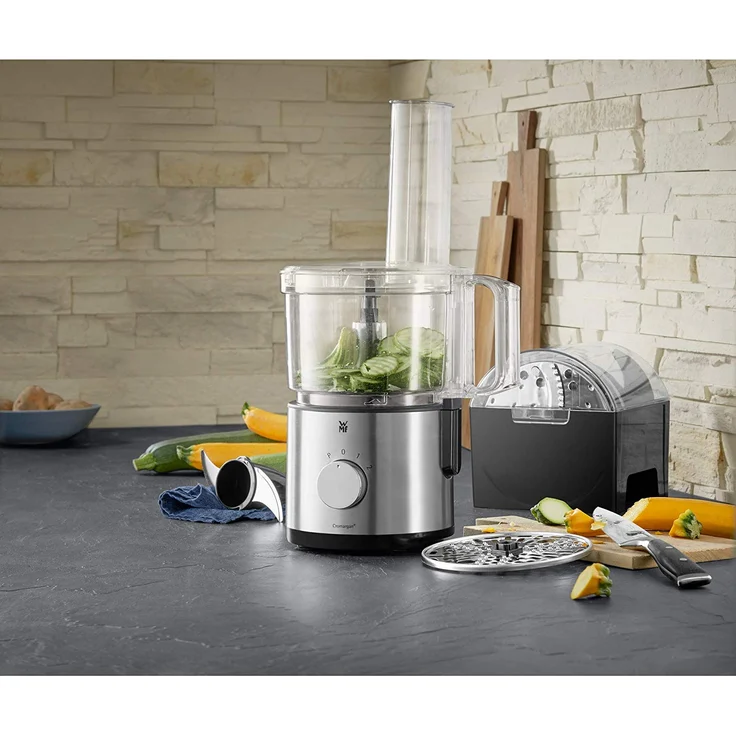 WMF Kult X Edition Küchenmaschine, mit 5 Zubehör-Scheiben, Knetmesser, Stopfen, Edelstahl-Messer, Behälter 2,0l, 500 W – Bild 11