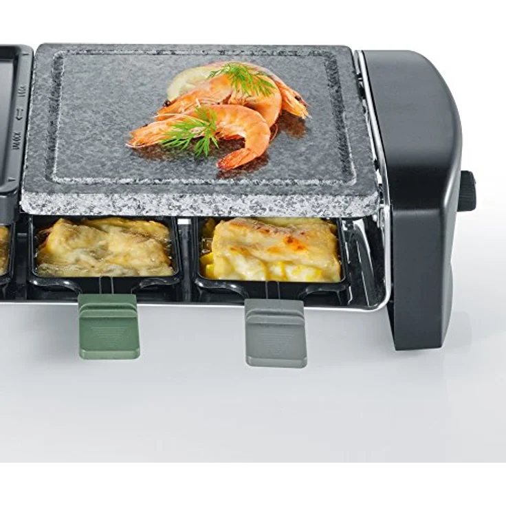 SEVERIN Raclette-Grill mit Naturgrillstein und Gussplatte, ca. 1.400 W, Inkl. 8 Pfännchen, RG 9645 – Bild 4