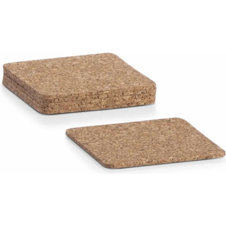 Zeller 2090 Kork-Glasuntersetzer-Set 6-teilig, 9,5 x 9,5 cm