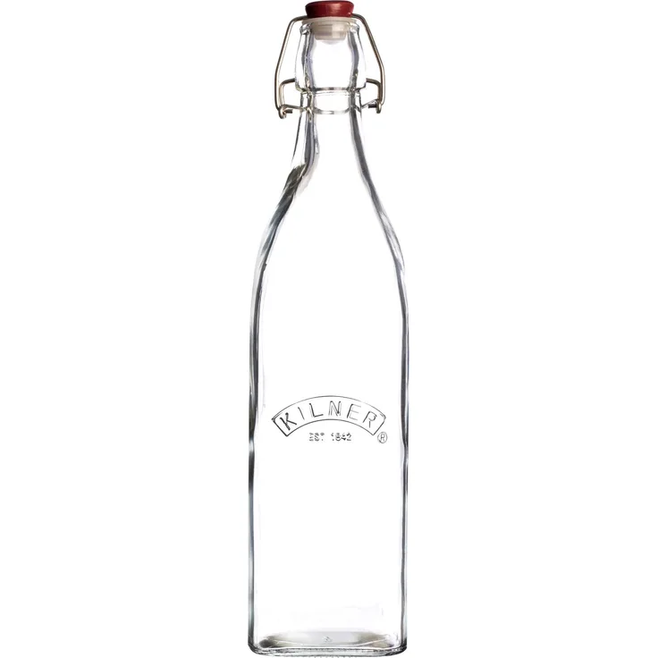 Kilner Vintage Flasche mit Bügelverschluss, glas, durchsichtig, quadratisch, 1 liter