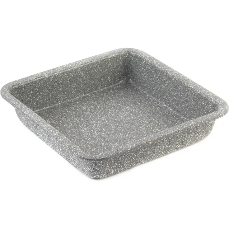SALTER BW02780 Quadratische Backform der Marble-Kollektion aus Kohlenstoffstahl mit Antihaftbeschichtung, 23 cm, grau, Karbonstahl, Backblech (23cm)
