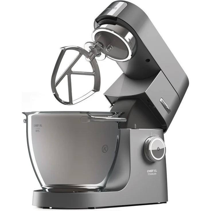 Kenwood KVC7320S Titanium Chef leistungsstarke Küchenmaschine, 4,6 l Rührschüssel mit Innenbeleuchtung, Easy-Lift & Interlock-Sicherheitssystem, 1500 Watt, inkl. 5-teiligem Patisserie-Set, silber, Serie: Titanium Chef  - Preisvergleich – Bild 3