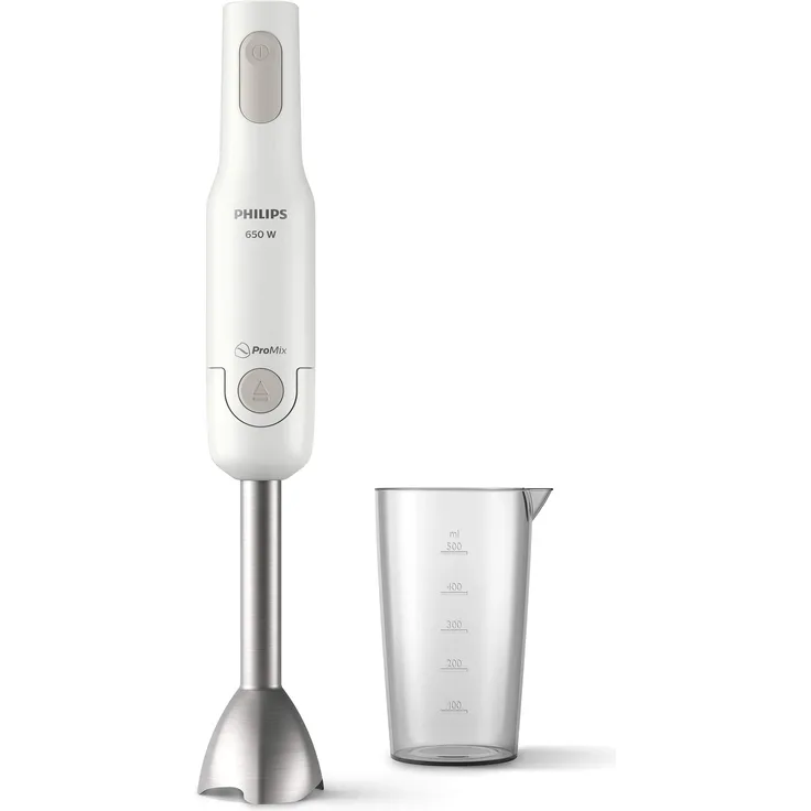Philips ProMix Stabmixer HR2534-00 (650 W, Spritzschutz, inkl. Messbecher) weiß, Metall