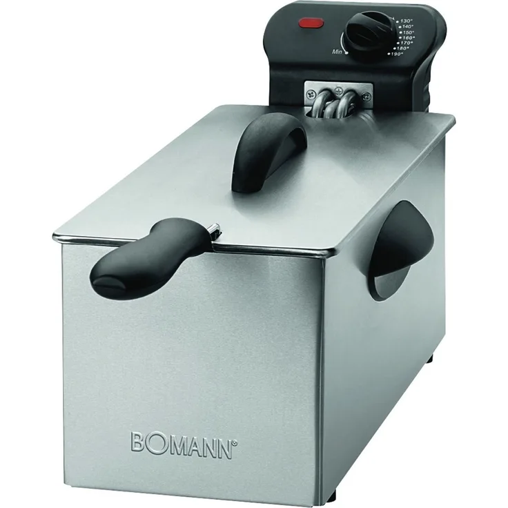 Bomann FR 2264 CB Edelstahl-Fritteuse mit Kaltzonentechnik, 3 L, 2000 W, Edelstahl-Heizspirale herausnehmbar