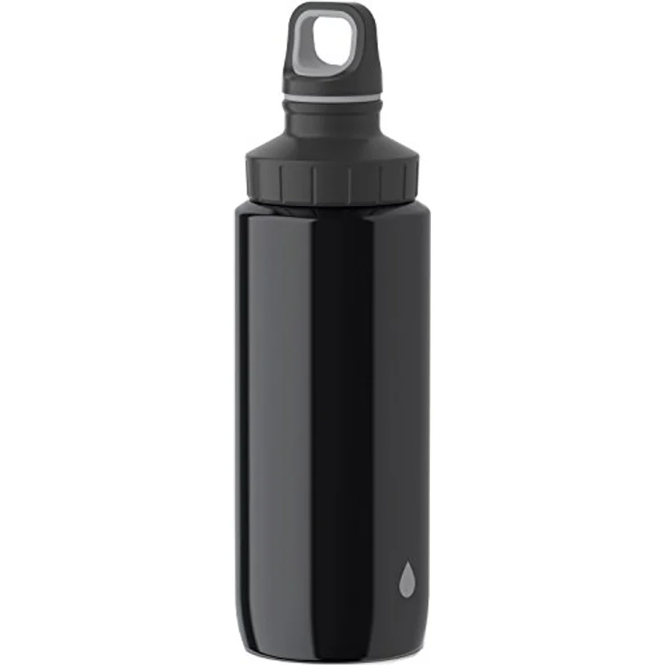 Emsa Light Steel 518353 Edelstahl Trinkflasche, 0,6 Liter, Schraubverschluss, Drop Grey – Bild 1
