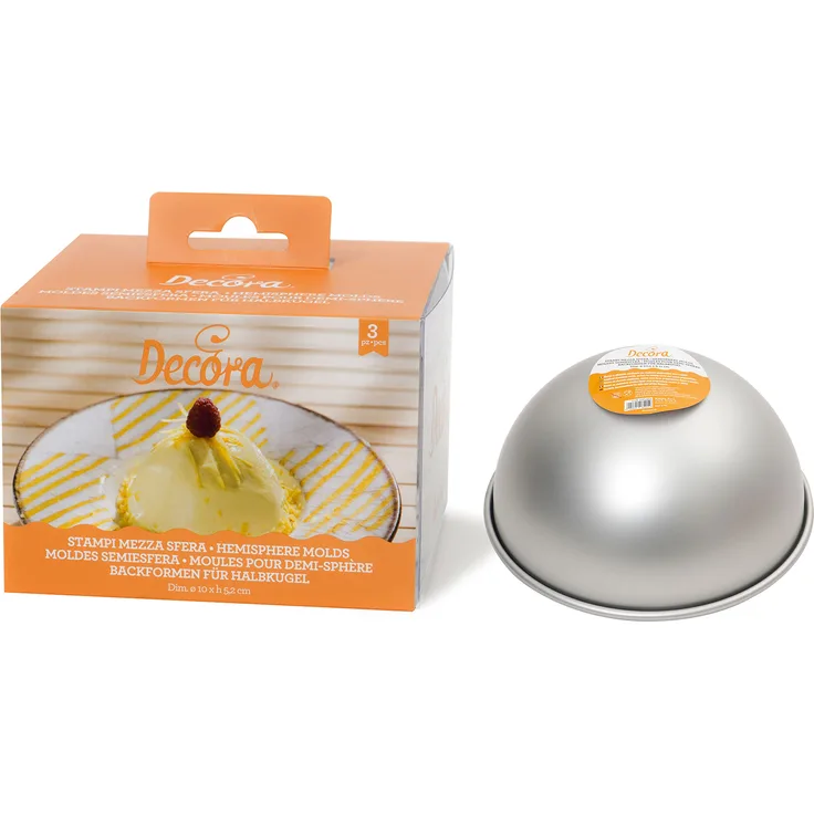 DECORA 0062953 3ER-Pack BACKFORM HALBKUGEL AUS ELOXIERTEM Aluminium Ø10XH5,2CM