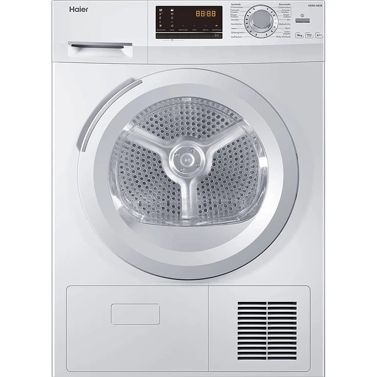 Haier HD90A636, Wärmepumpentrockner, A++, Fassungsvermögen 9 kg, Standgerät, Breite 59,5 cm, Kindersicherung, Wärmepumpe – Bild 1
