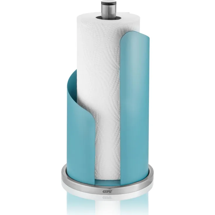 Gefu Küchenrollenhalter Curve, Azurblau, Küchenrollenspender, Edelstahl, 89502