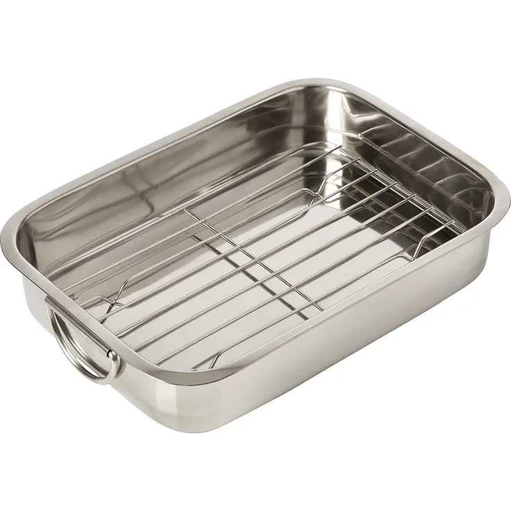 GSW 809306 Viereckpfanne mit Einsatz, Edelstahl, Silber, 30 x 25 x 6,1 cm