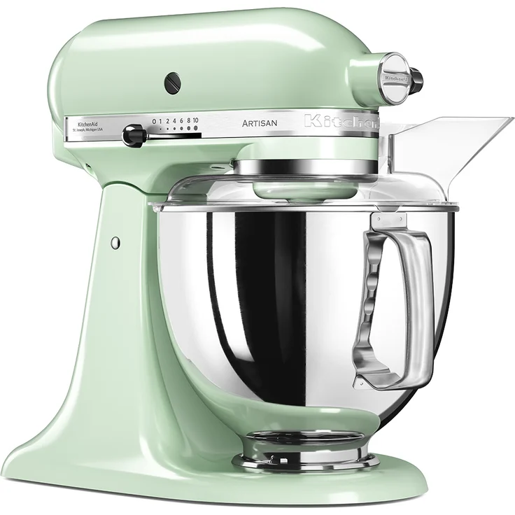 KitchenAid Artisan KSM175PSEPT Küchenmaschine mit Direktantrieb, 300W, 4,8 L Edelstahlschüssel, inkl. 3 L polierte Schüssel, Spritzschutz, 10 Geschwindigkeiten, pistazie, Serie: 5KSM175PS – Bild 2