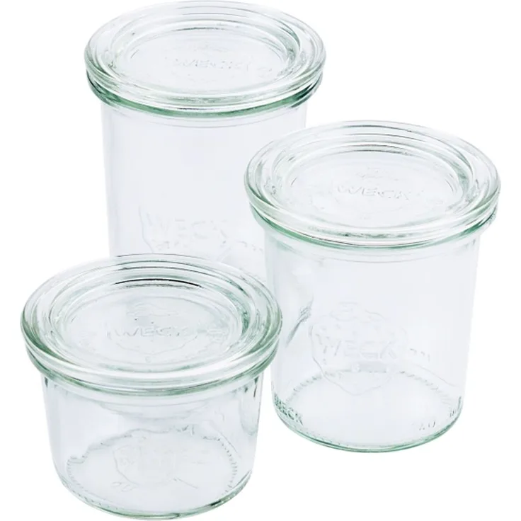 Contacto Weck Sturzglas 290 ml mit Deckel RR80 6er Karton, ideal für Buffets, Ø 8 (oben) x H12,5 cm