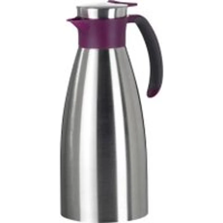 Emsa 514501 Isolierkanne, Edelstahl, 1.5 Liter, Quick Tip Verschluss, 100% dicht, Himbeer, Soft Grip – Bild 1