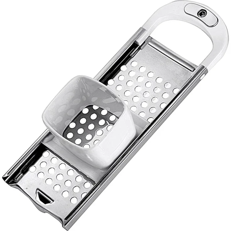 Westmark Spätzlehobel mit Teigschlitten, Spätzlereibe für Topfdurchmesser bis zu 24 cm, Rostfreier Edelstahl-Kunststoff, Knöpfle, Weiß-Silber, 61122270