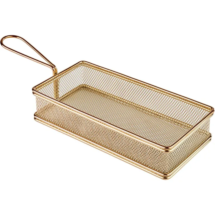 APS Servier-Frittierkorb aus Edelstahl, Gold-Look, 21,5 x 10,5 x 4,5 cm