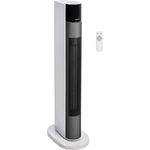 AmazonBasics ECO Oszillierender und tragbarer Turmheizlüfter, 2 Ventilatorstufen, 3 Heizstufen, Timer und Fernbedienung, 2200 W, Heizlüfter