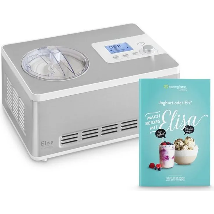 Springlane Eismaschine & Joghurtbereiter mit Kompressor, inkl. Rezeptheft, 2 l, 180 W, Elisa
