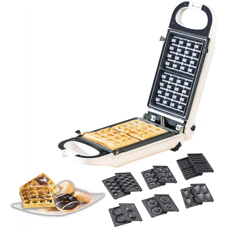Rosenstein & Söhne Waffeleisen 6in1 Snack Maker, 700W, weiß