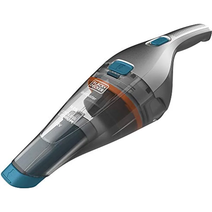 Black + Decker Akku-Handstaubsauger Dustbuster (beutellos – 7,2V Kabelloser + beutelloser Staubsauger mit Fugendüse, Polsterbürste und Ladestation mit Wandhalterung) NVC215WA