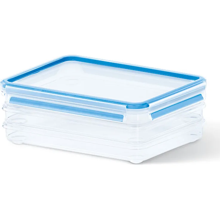 Emsa 508556 Aufschnittbox-System mit Deckel, 1 Liter, Transparent-Blau, Clip & Close