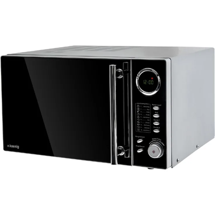 H.Koenig VIO9 Mikrowelle, Standgerät, 900 Watt, 25 Liter Garraum, Mikrowelle mit Grill und kombinierbaren Kochfunktionen, 10 automatische Garprogramme, schwarz, hochglanz